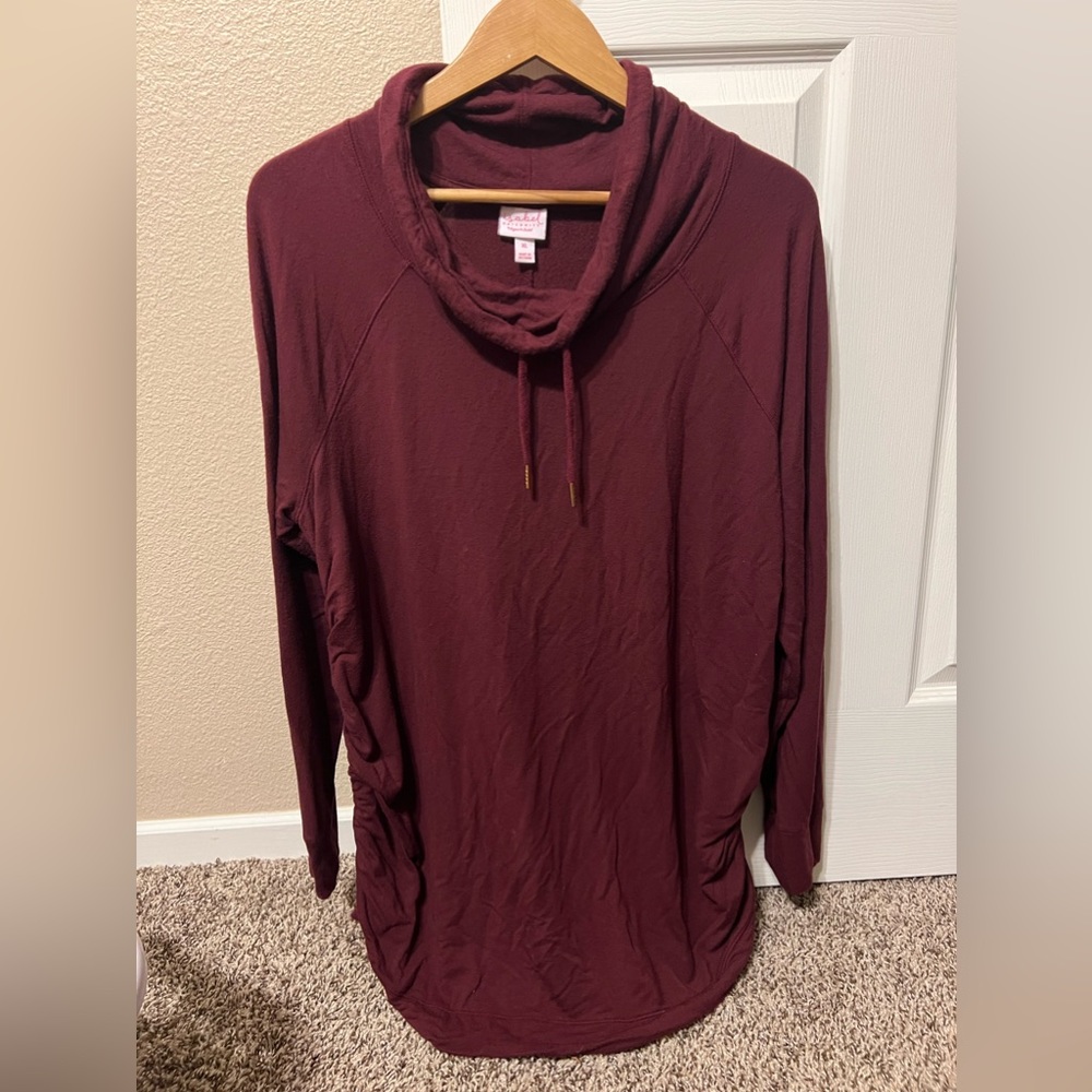 Burgundy long sleeve maternity top